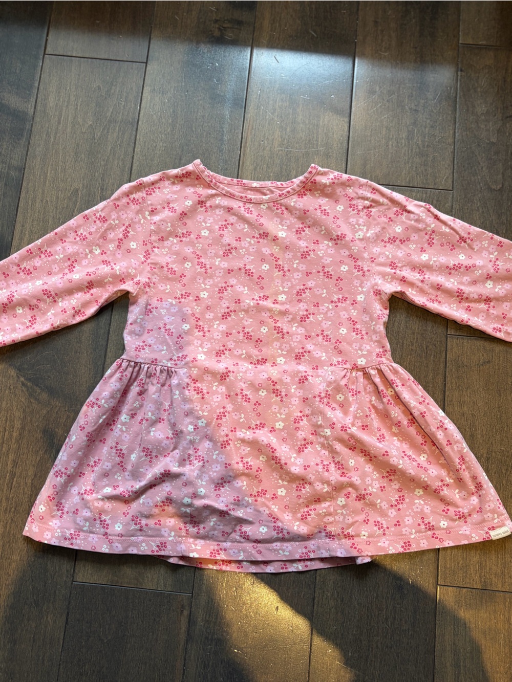 STAIN Girls' Pink Floral Long-Sleeve Peplum Top